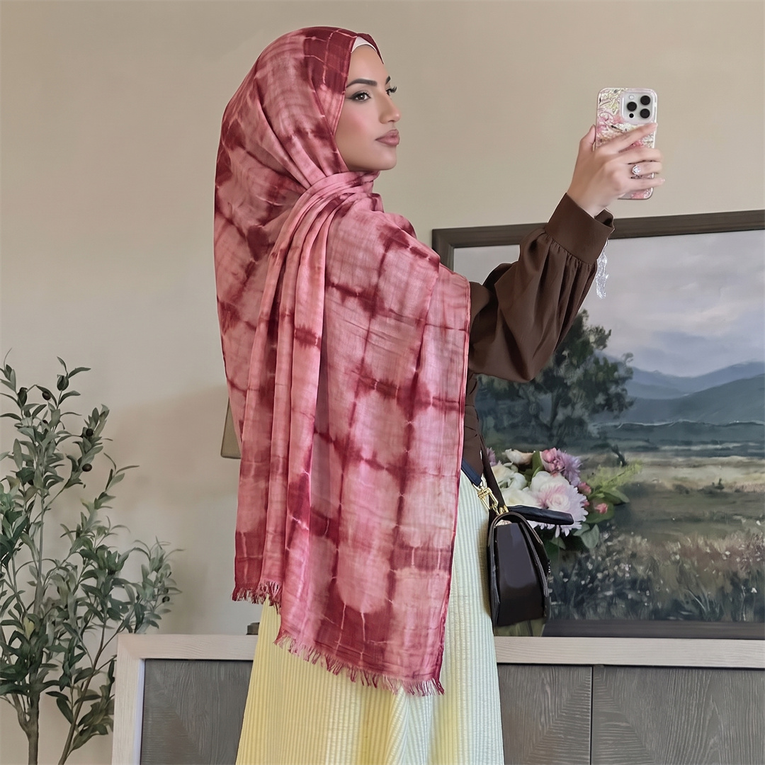 Women'S Fashion Headbands - Foulard Hijab en Rayonne Tie-Dye Tendance