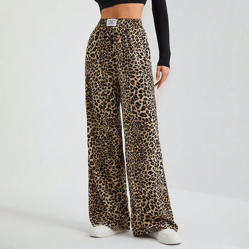 Women'S Fashion E Commerce - Pantalon classique imprimé léopard, coupe ample,