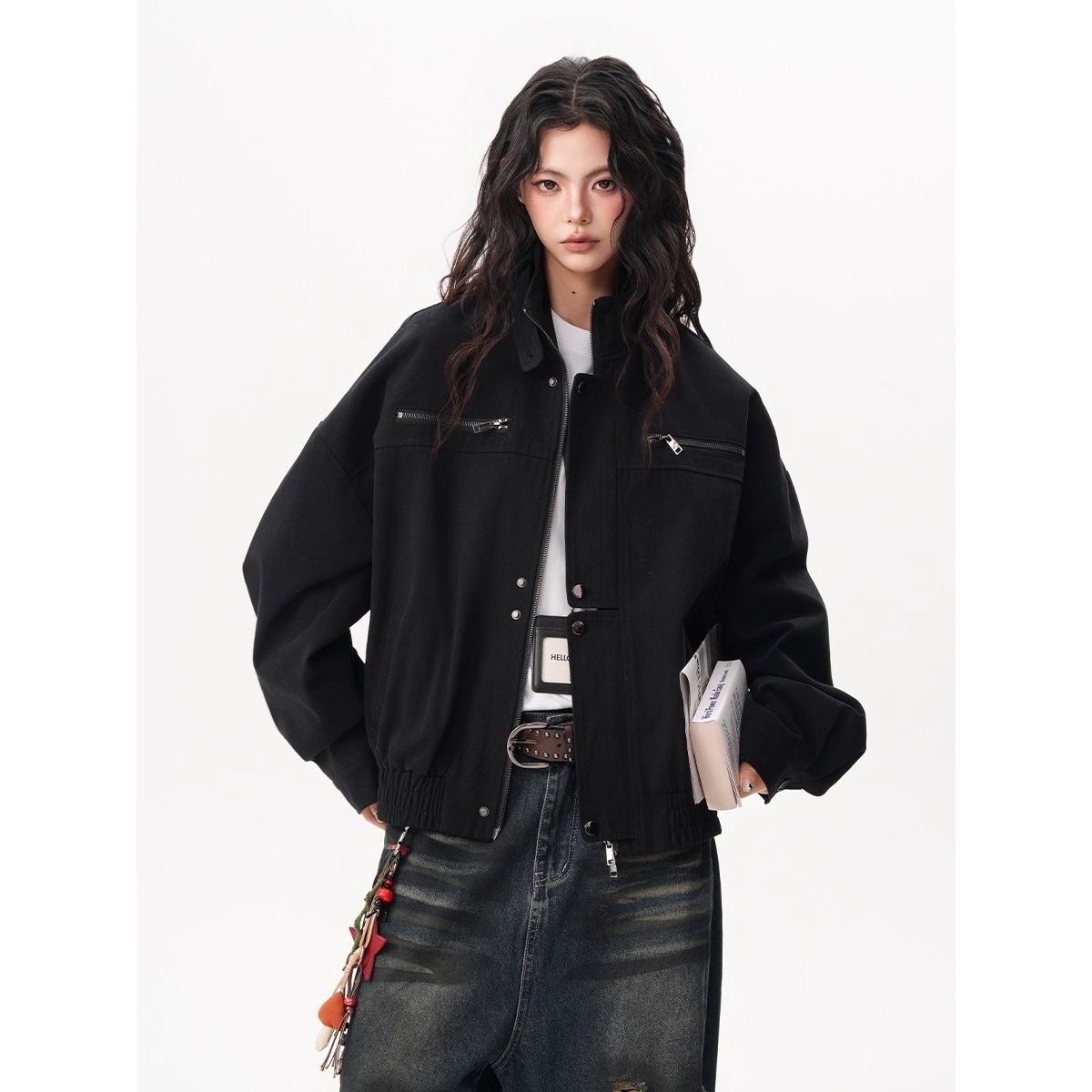 Women'S Fashion Utility Jacket - Veste de travail vintage pour femme,