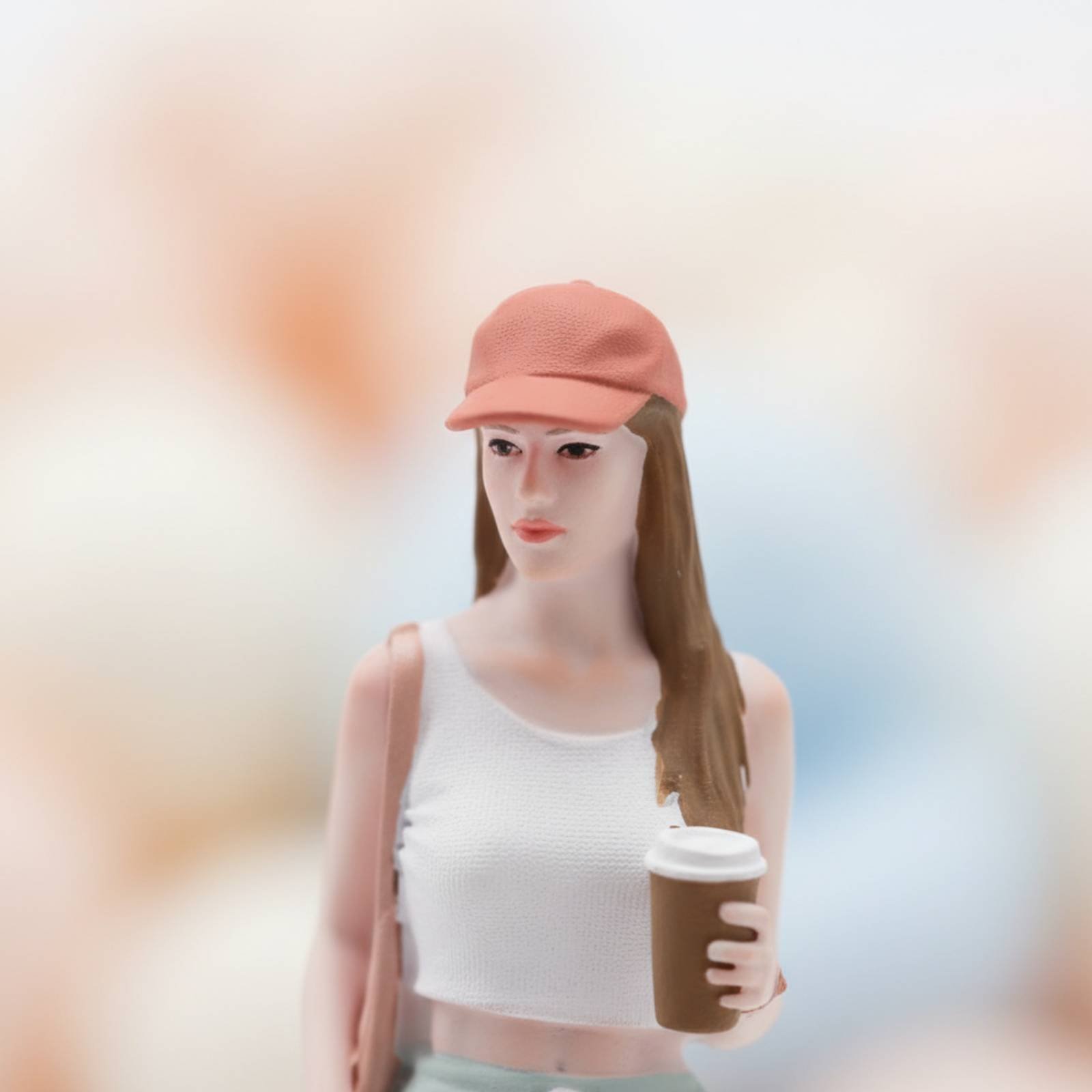 Women Fashion Pose - Figurine de fille tenant un café,