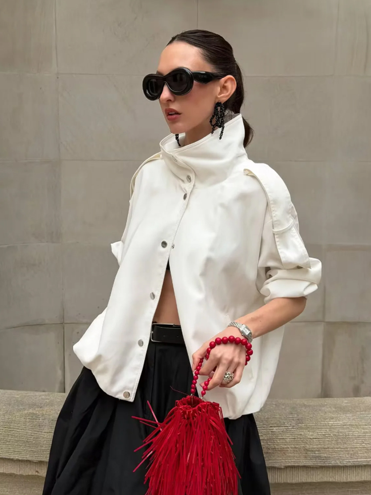 Veste décontractée unie à col  - Women'S Fashion Utility Jacket avis et prix