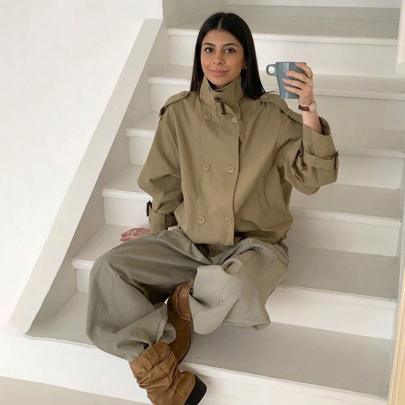 Veste Trench Courte Utilitaire - Women'S Fashion Utility Jacket avis et prix