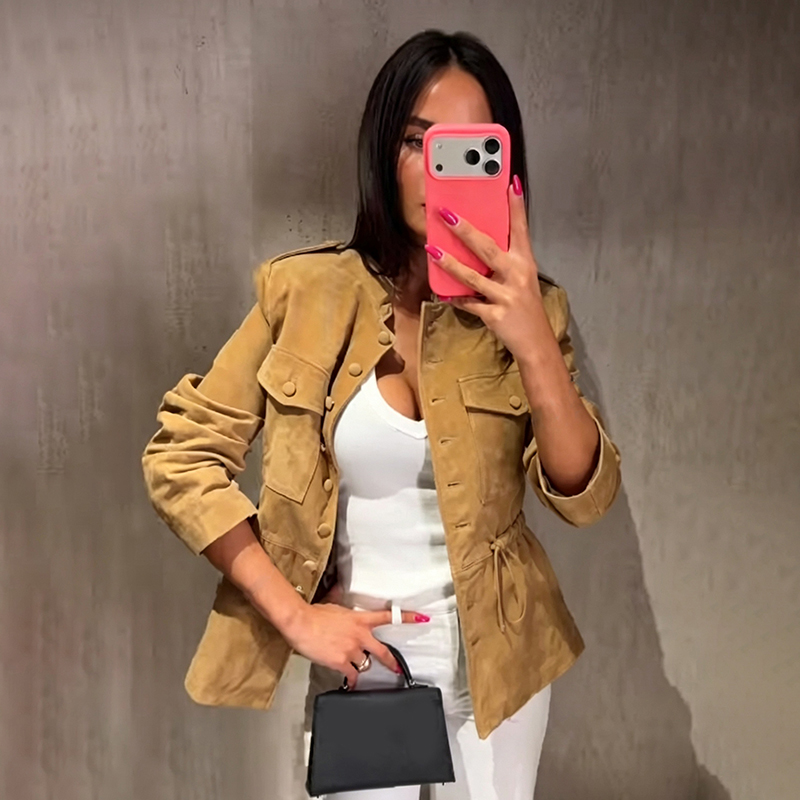 Veste courte en daim synthétiq - Women'S Fashion Utility Jacket avis et prix