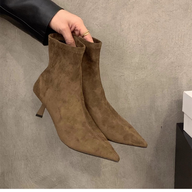 Bottines en daim extensible po - Women'S Fashion Socks avis et prix
