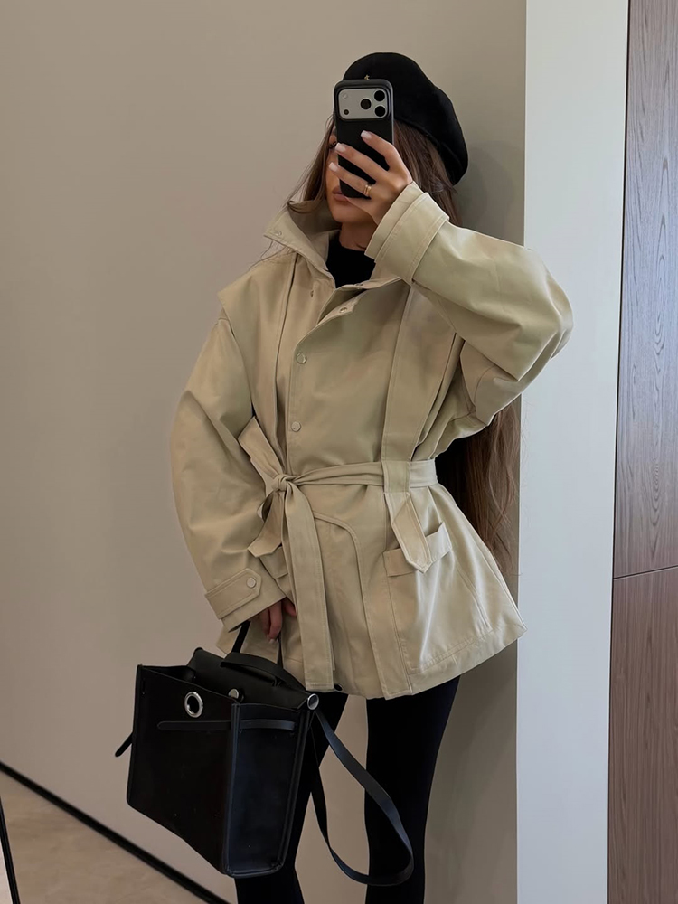 Manteau Trench Court Ceinturé  - Women'S Fashion Utility Jacket avis et prix
